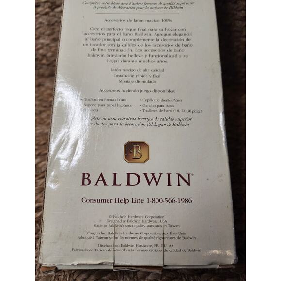 Baldwin Premium Towel Bar 18" Timeless Craftsmanship Polished Solid Brass 2 Tone - Picture 6 of 7